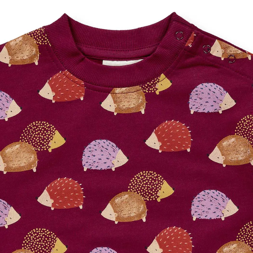 Sense Organics Baby Sweatshirt Siam Bordeaux mit Igeldruck