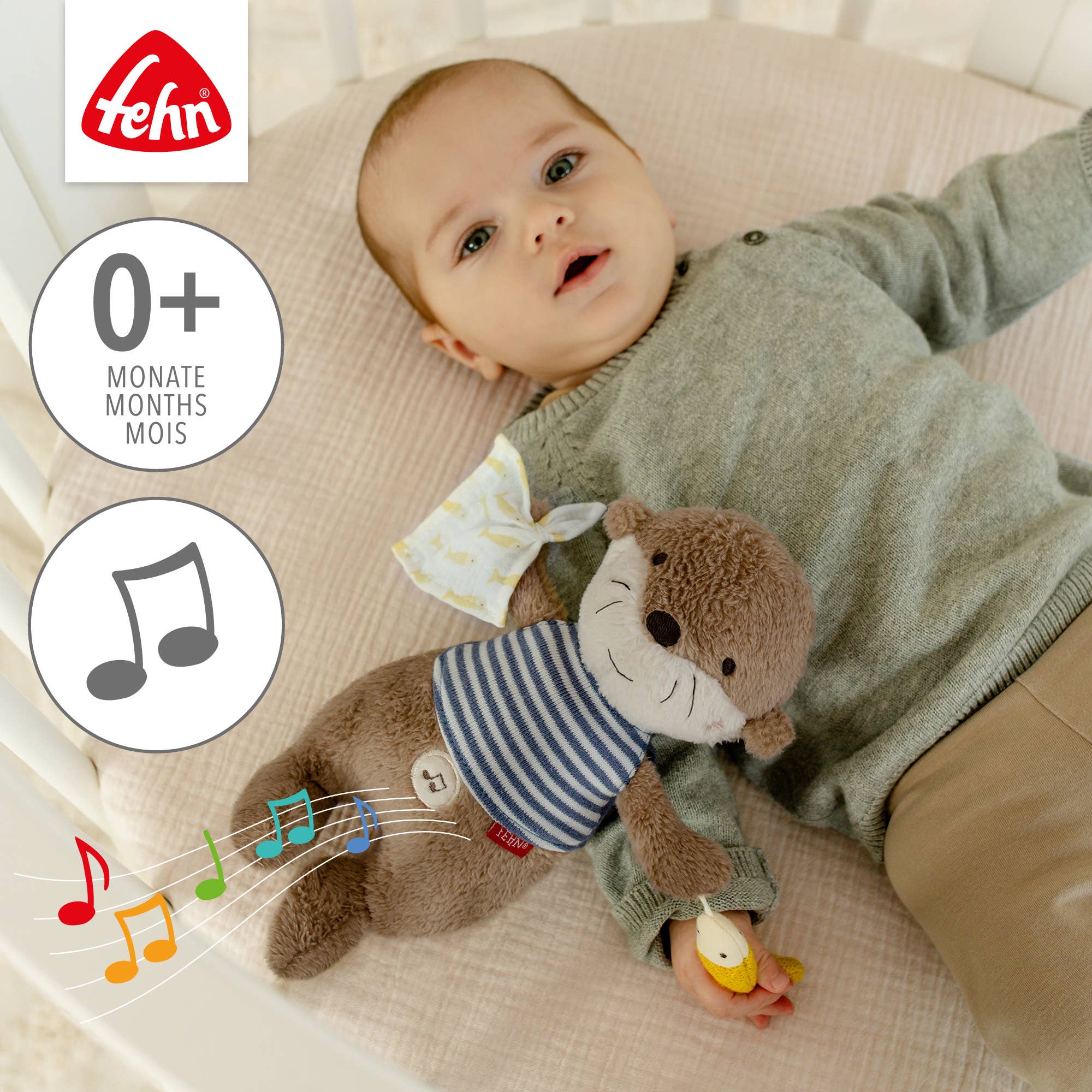 Fehn Einschlafhilfe Otter - Kuscheltier mit Cry-Sensor