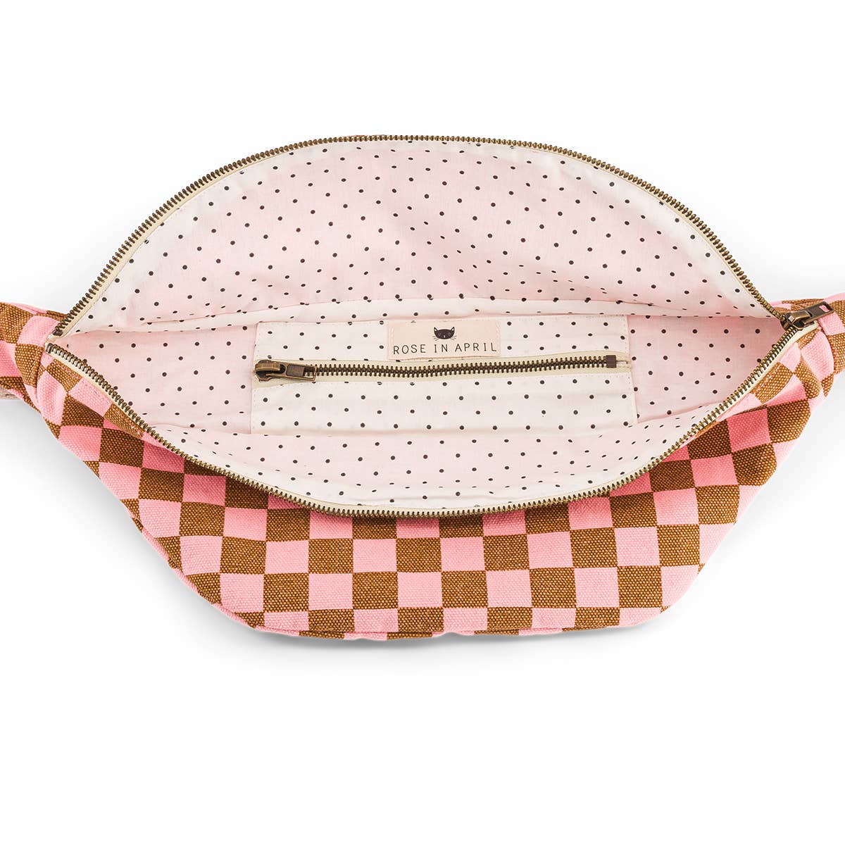 Damen Gürteltasche mit Schachbrettmuster und Erdbeer-Motiv