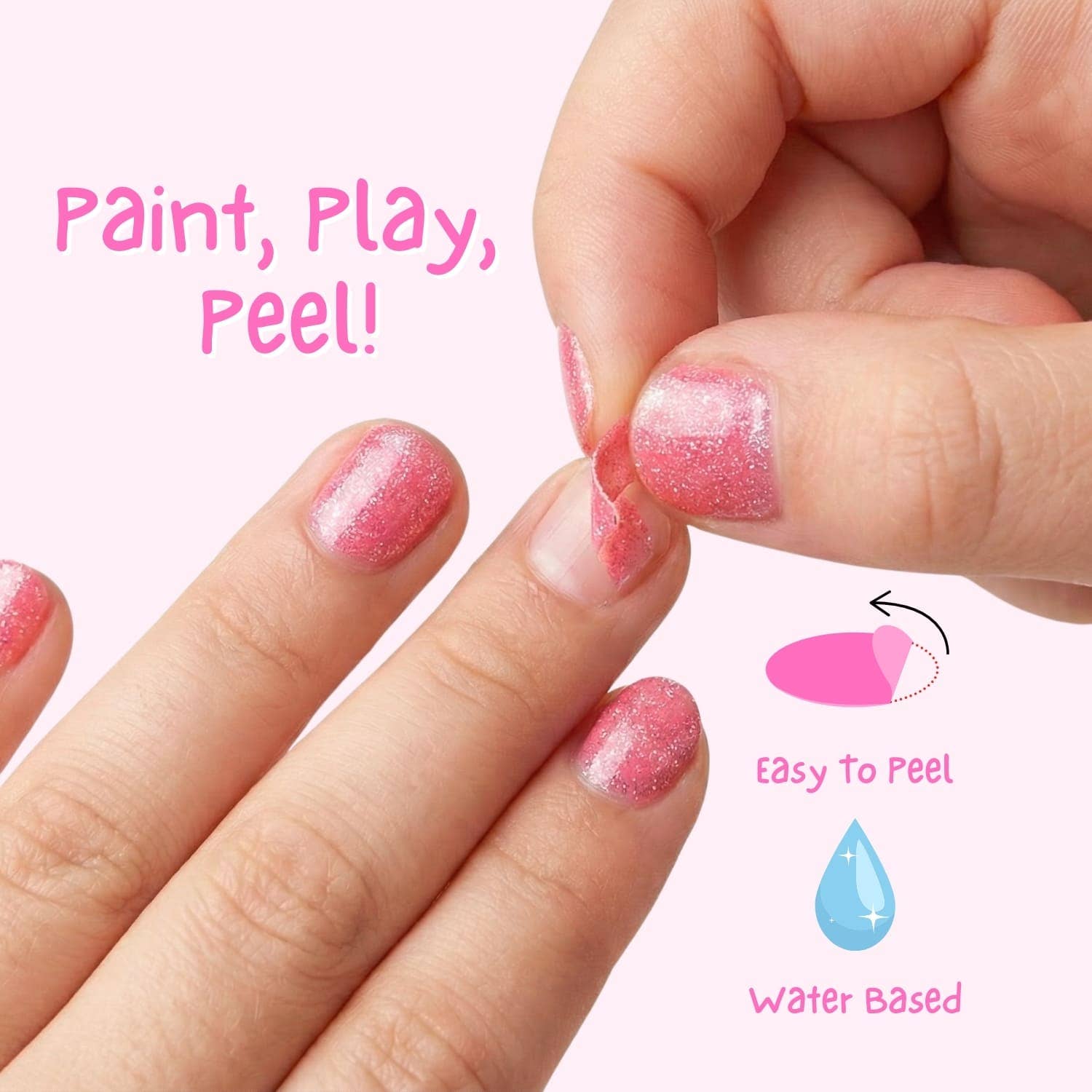 Miss Nella Kinder-Spaß Nagellack zum Abziehen, geruchlos, Tickle me pink