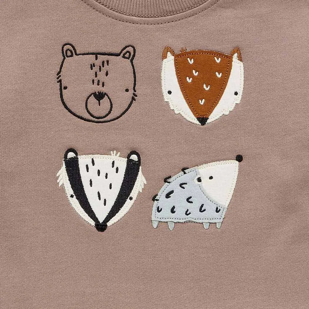 Sense Organics Sweatshirt ROONAY nougatbraun mit Tieren