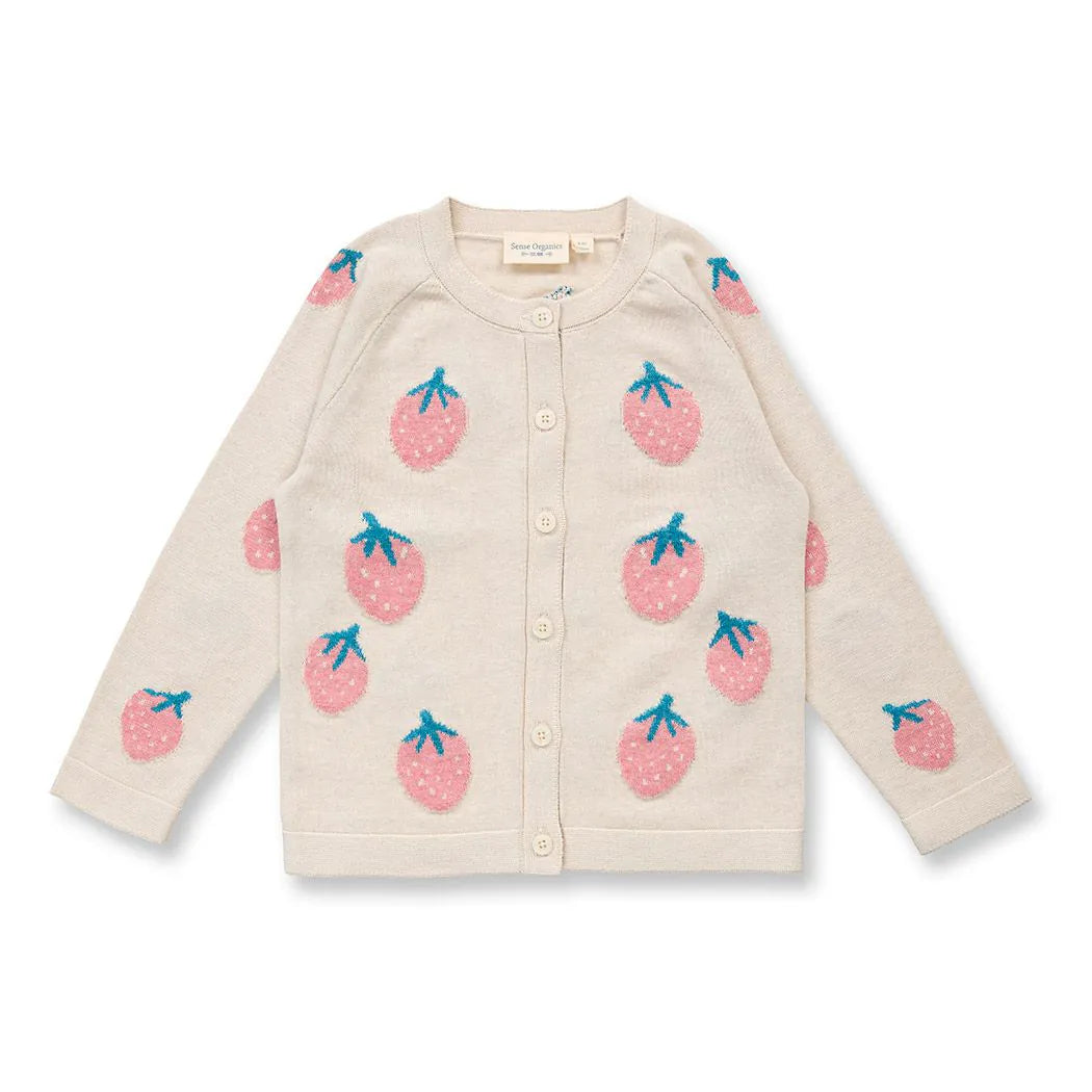 Sense Organics Baby Strickjacke ELSA mit Erdbeeren