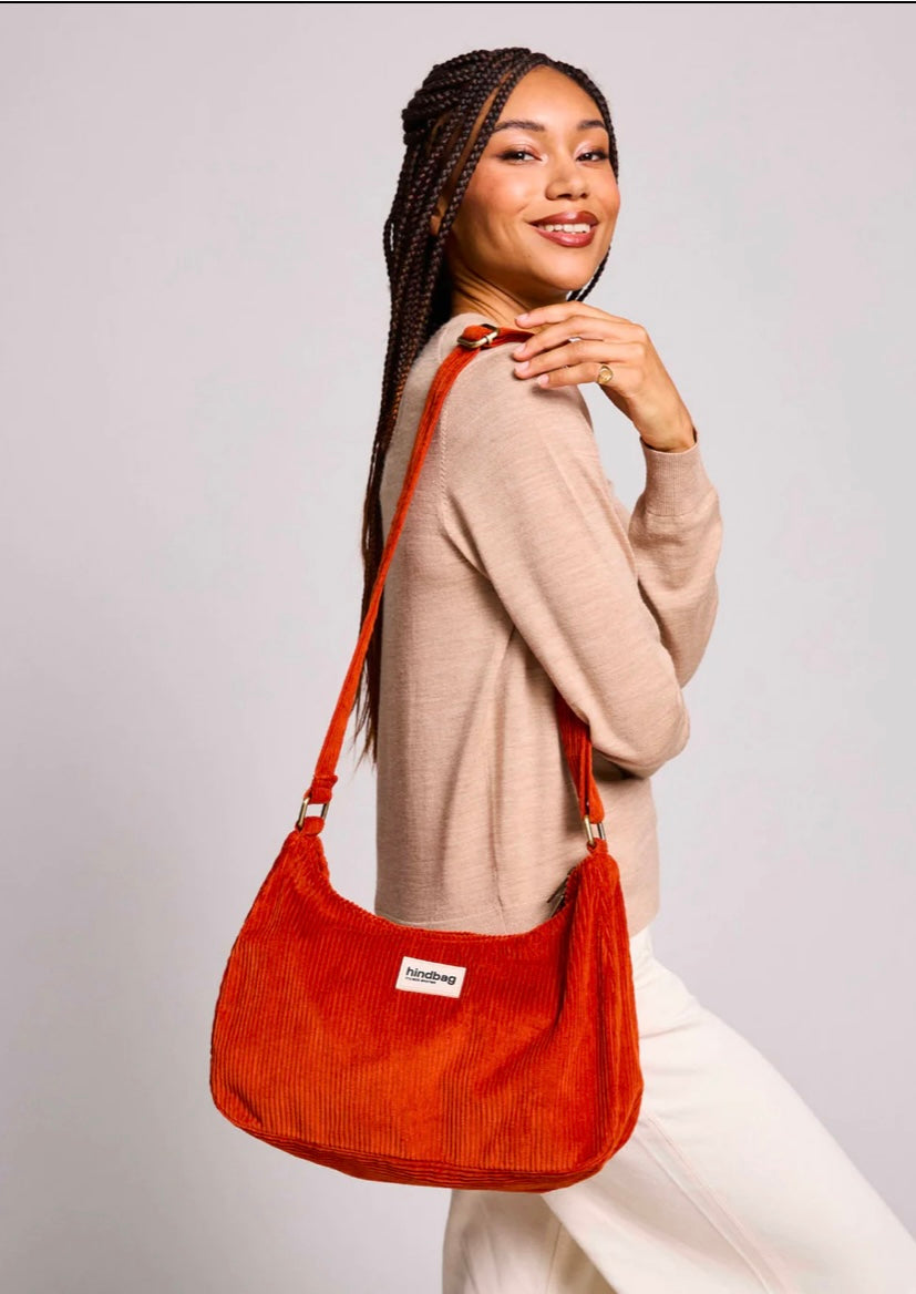 hindbag Tasche Rosa Velour ziegelrot