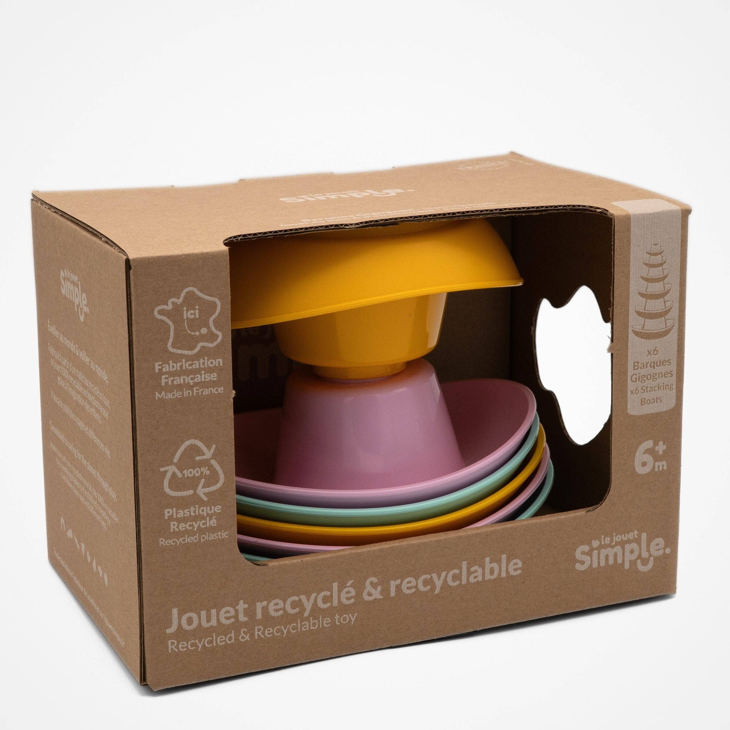Le Jouet Simple 6 ineinander stapelbare Pastell-Boote