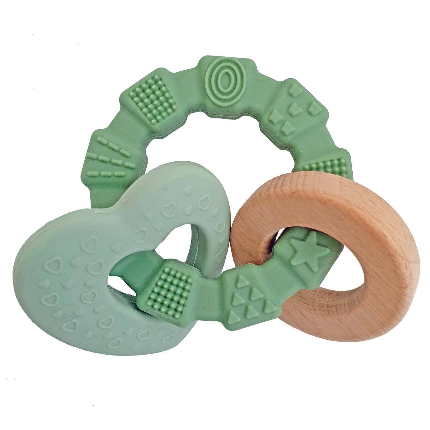 Baby Silikon Beißring Herz Grün