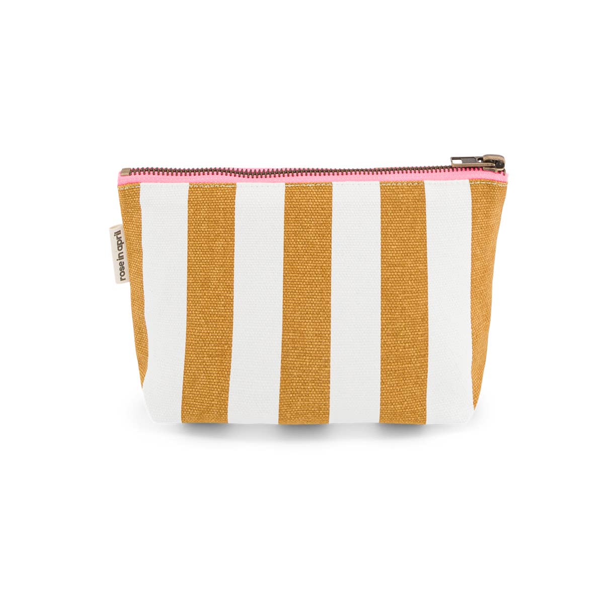Make-up-Tasche Sofia mit Streifen in Ecru und Karamell: ECRU / KARAMELL / STREIFEN