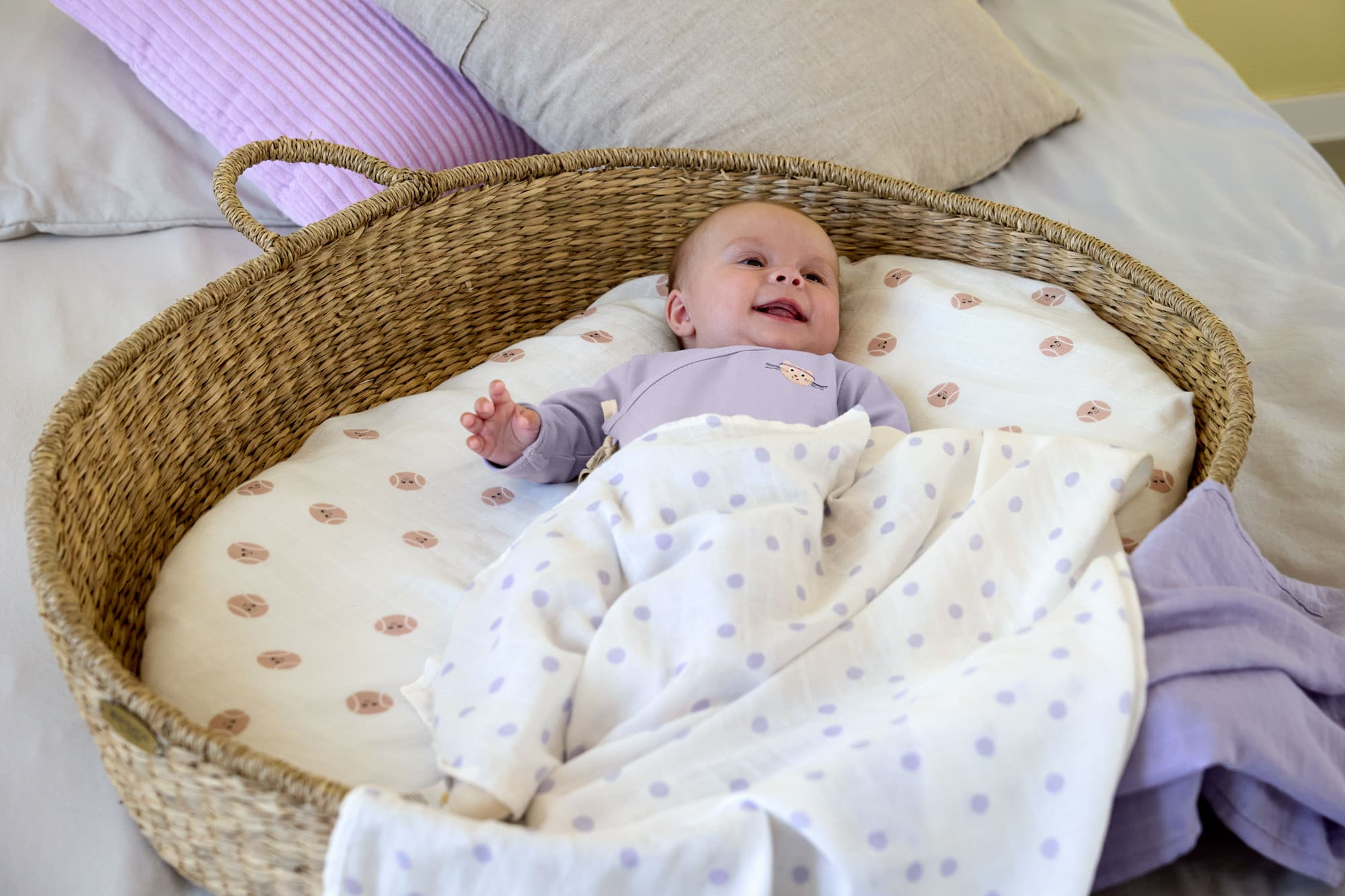 lässig Mulltücher 3er-Set 80 x 80 CM - Tiny Team flieder