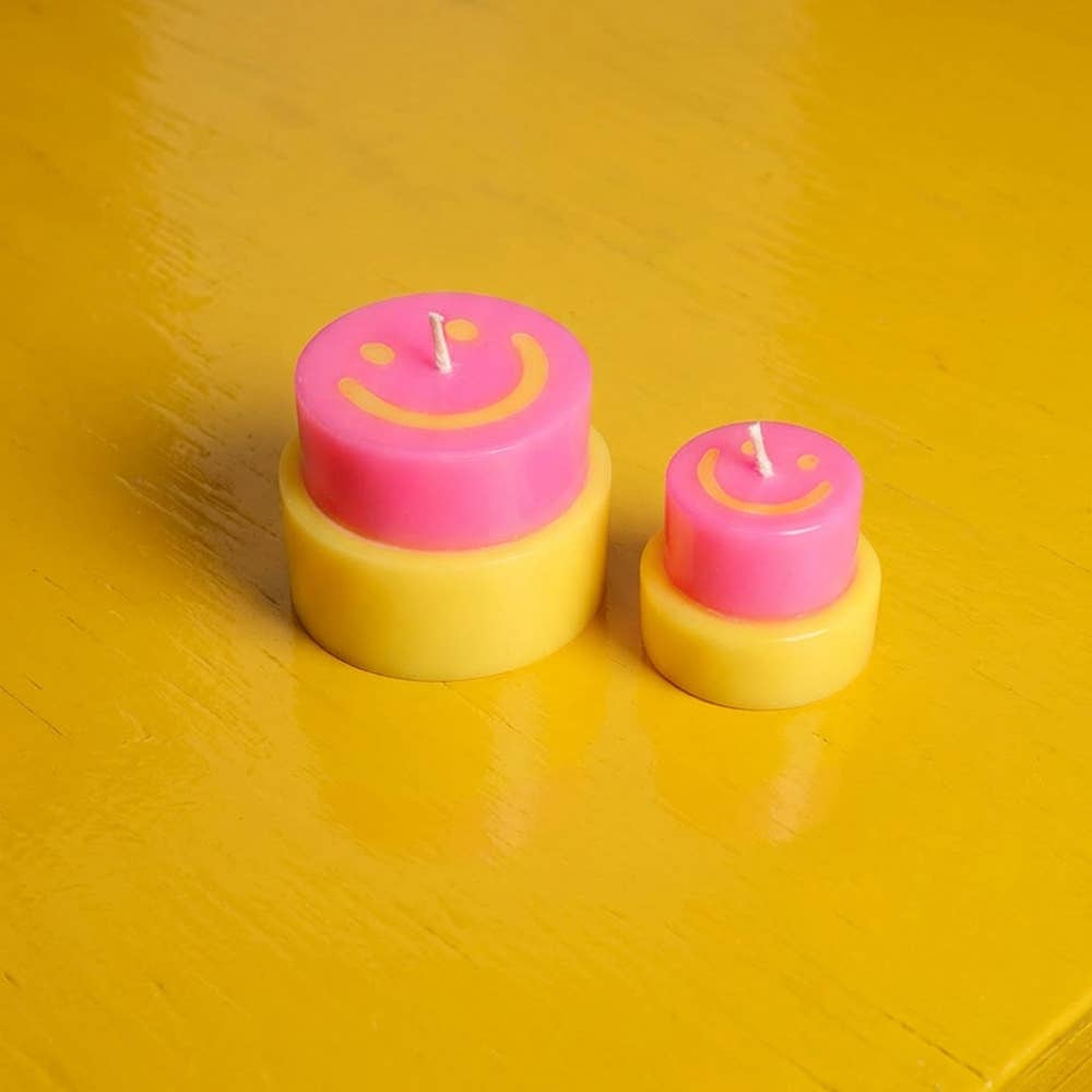 not the girl HAPPY CANDLE Large neonpink / gelb