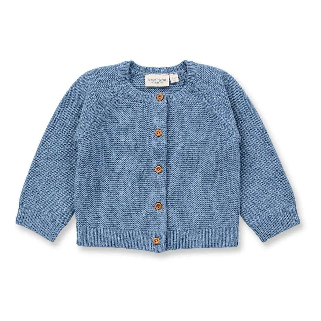 Sense Organics Strickjacke Merinowolle MARLOO Denim Melange