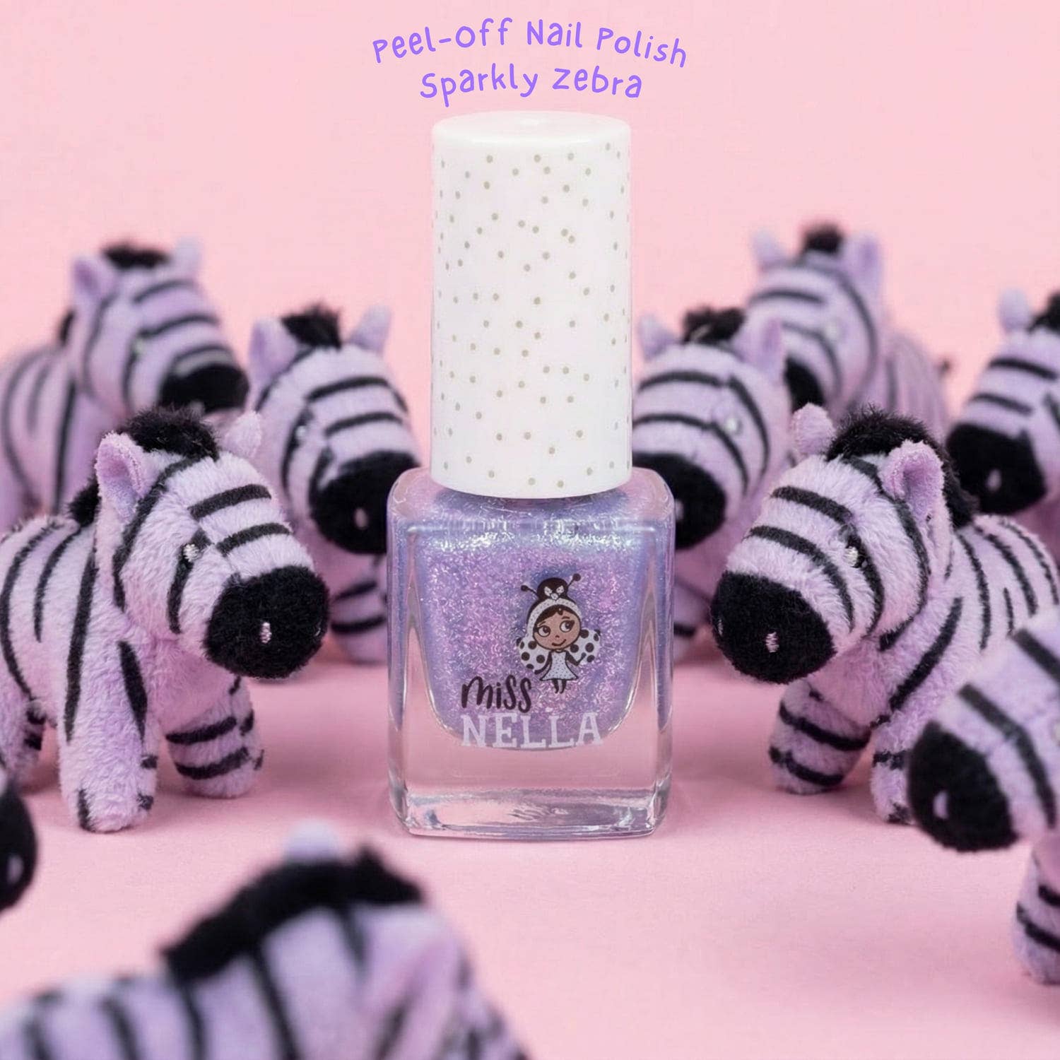 Miss Nella glitzernder kinderfreundlicher, geruchsfreier Peel-Off Nagellack Sparkly Zebra