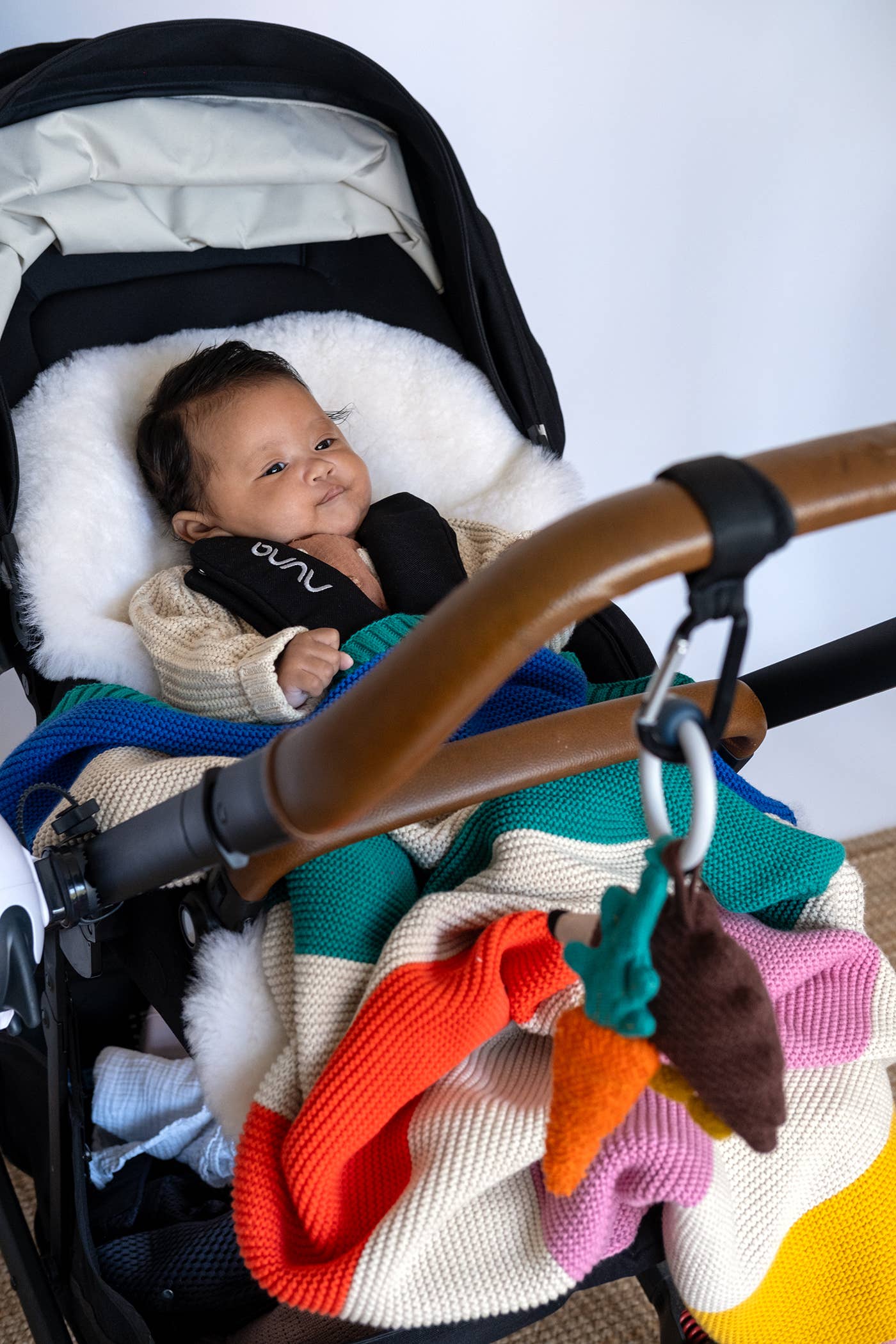 Baumwollstrickdecke für Kinderwagen/Kinderwagen: Gestreifter Regenbogen