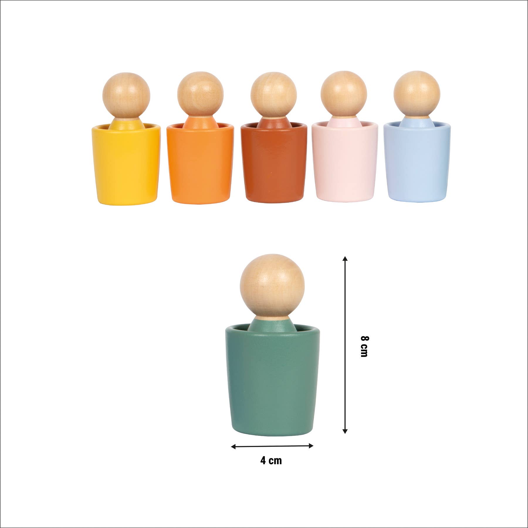 Montessori Sortierbecher mit Figuren | Motorik | Holz