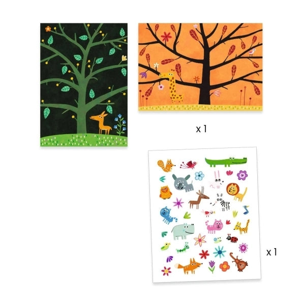 Djeco wiederverwendbare Sticker Tiere auf dem Baum