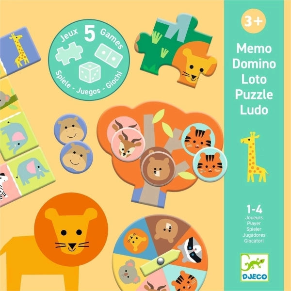 Djeco Memo Domino Loto Puzzle Ludo - Wilde Tiere