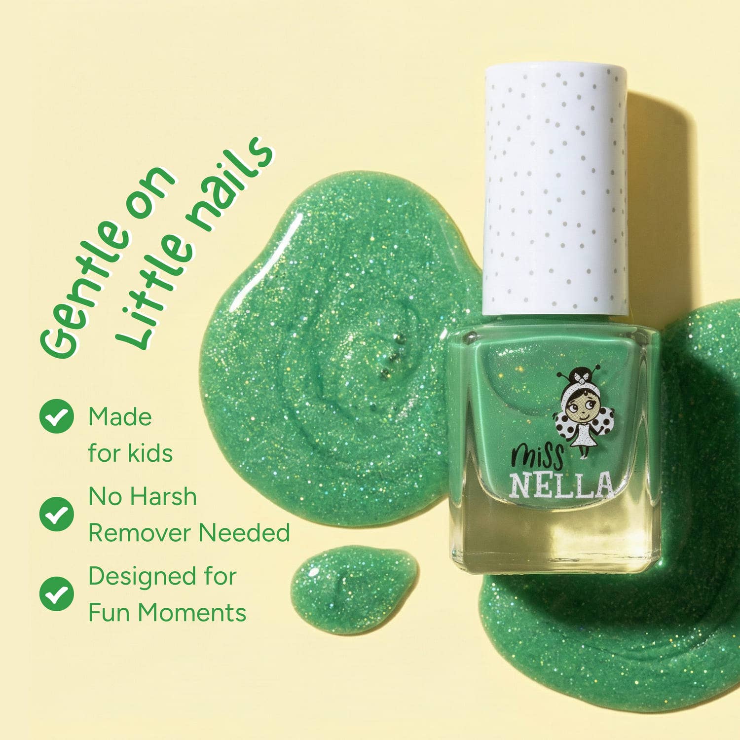 Miss Nella Kinder Nagellack zum Abziehen, geruchsfrei Kiss the frog