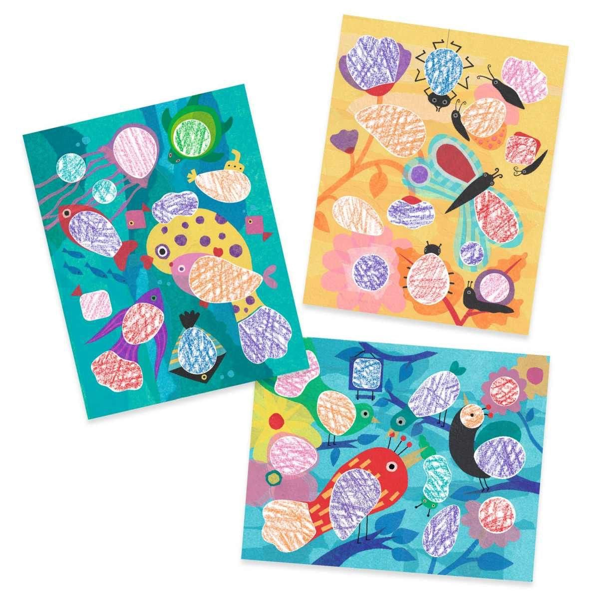 Djeco COLOR STOP, Magische Schablonen Birdie