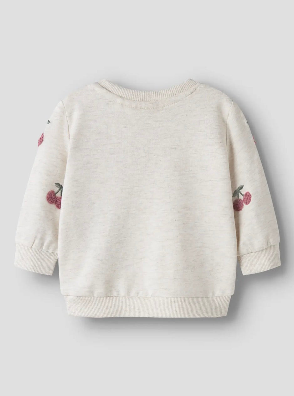 name it Sweatshirt beige meliert mit Kirschen (nbffairy)