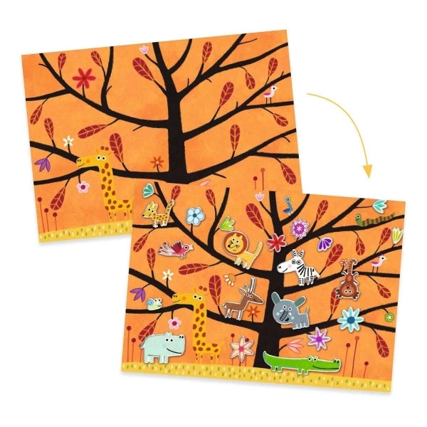 Djeco wiederverwendbare Sticker Tiere auf dem Baum