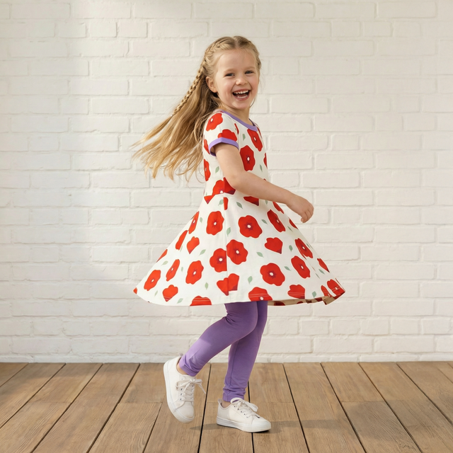 maxomorra Kurzarmkleid Poppies
