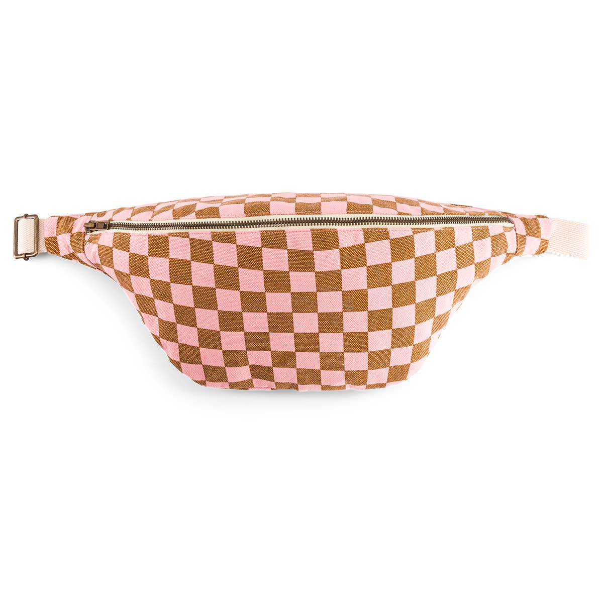 Damen Gürteltasche mit Schachbrettmuster und Erdbeer-Motiv