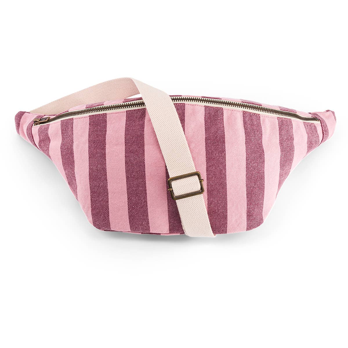 Damen-Bauchtasche mit Streifen in Burgund und Bubble Pink