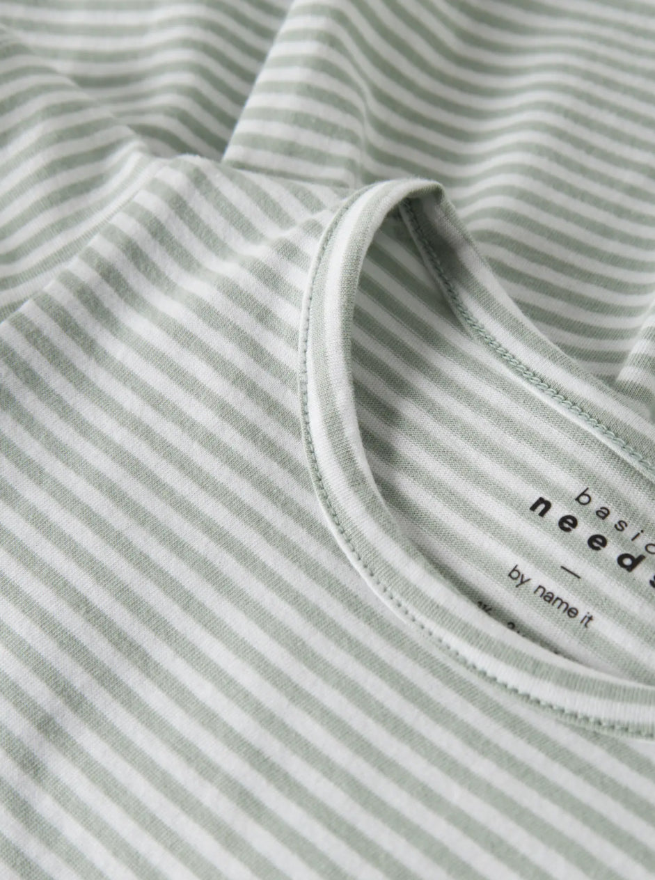 name it gestreiftes Kleid (nmfvinanna capsl dress) hellgrün /weiß