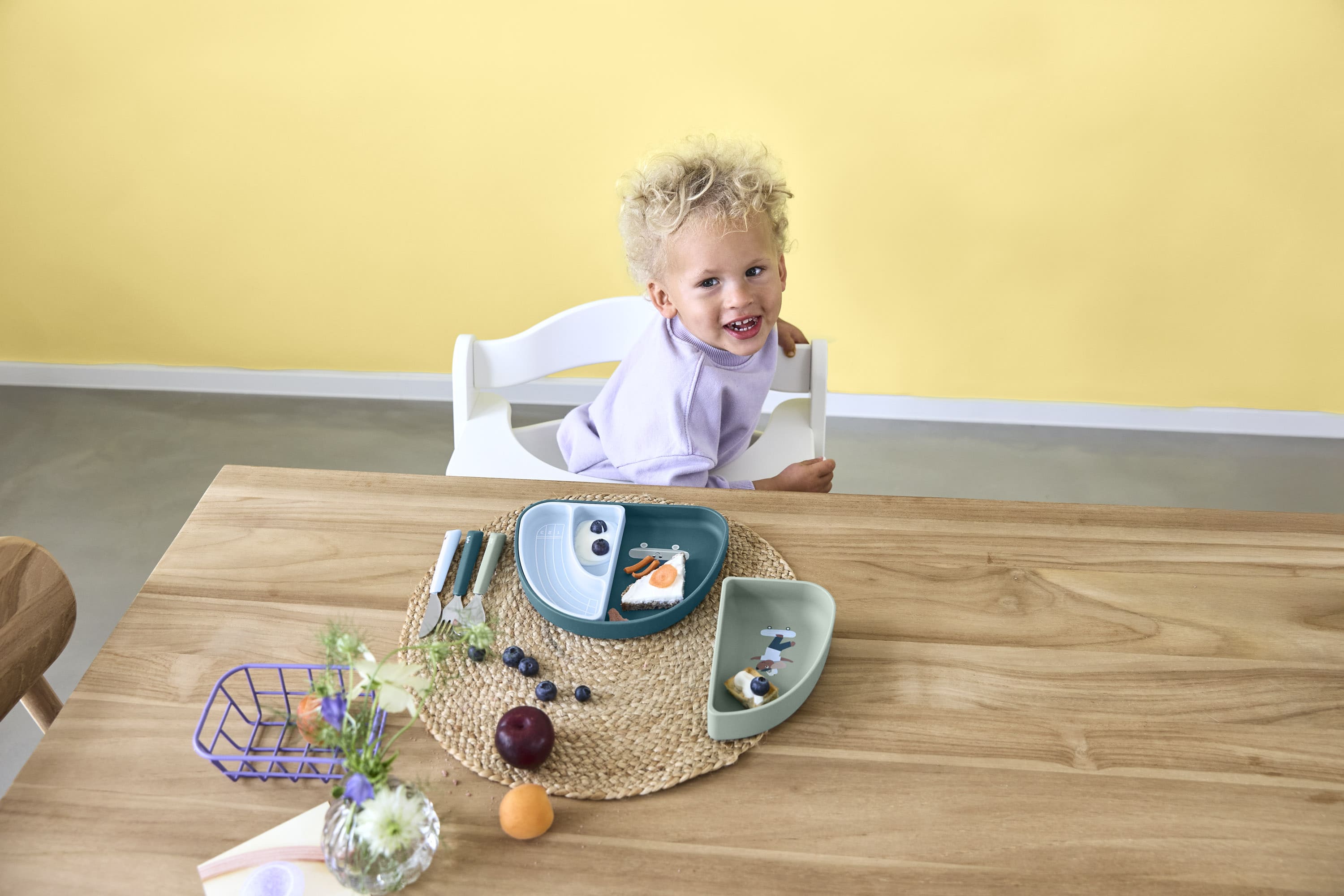 Lässig Silikon-Geschirrset blau