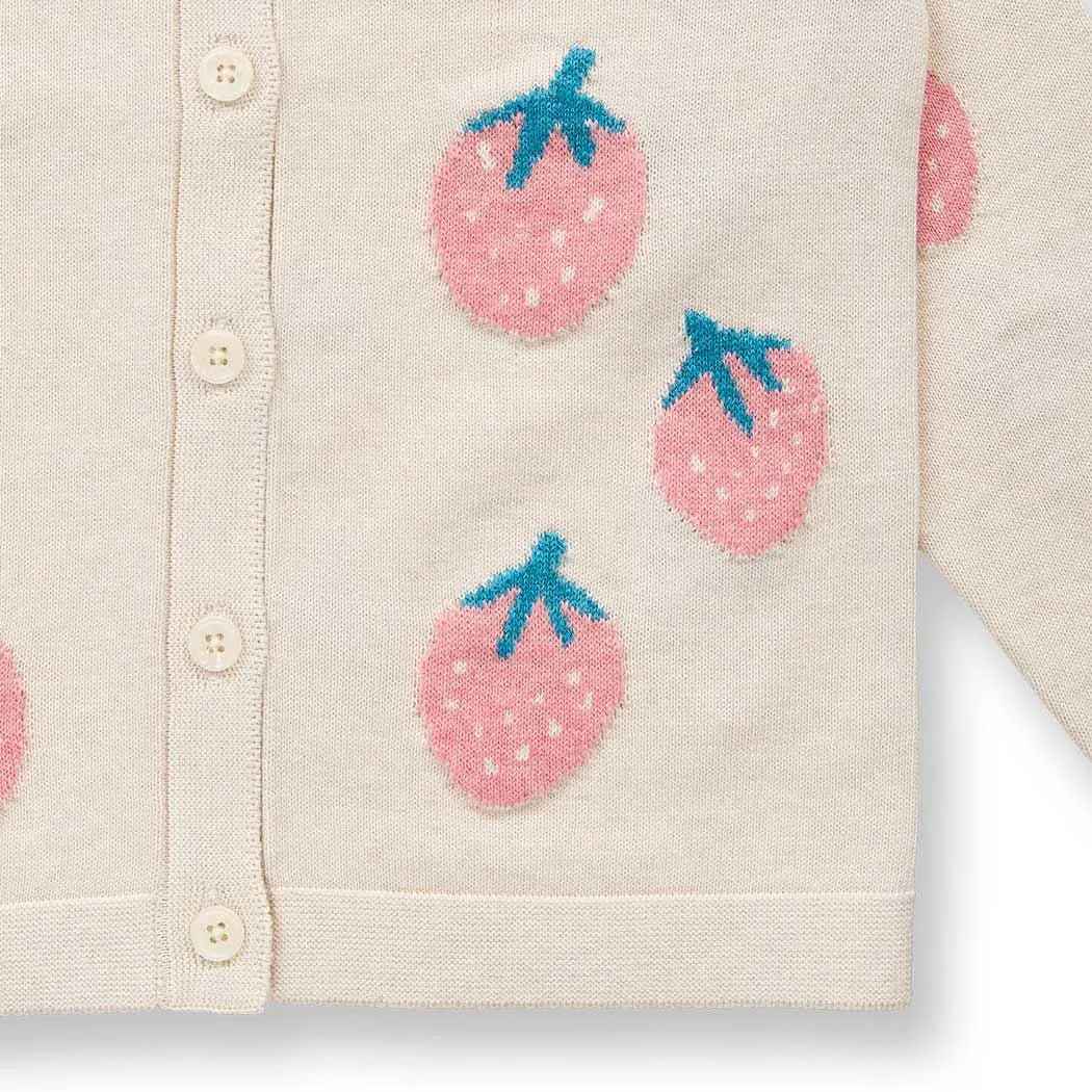 Sense Organics Baby Strickjacke ELSA mit Erdbeeren
