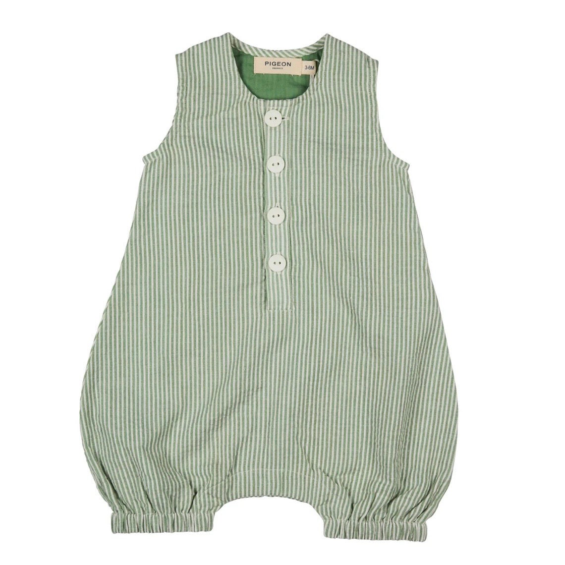 Pigeon Organics Spieler grün gestreift seersucker
