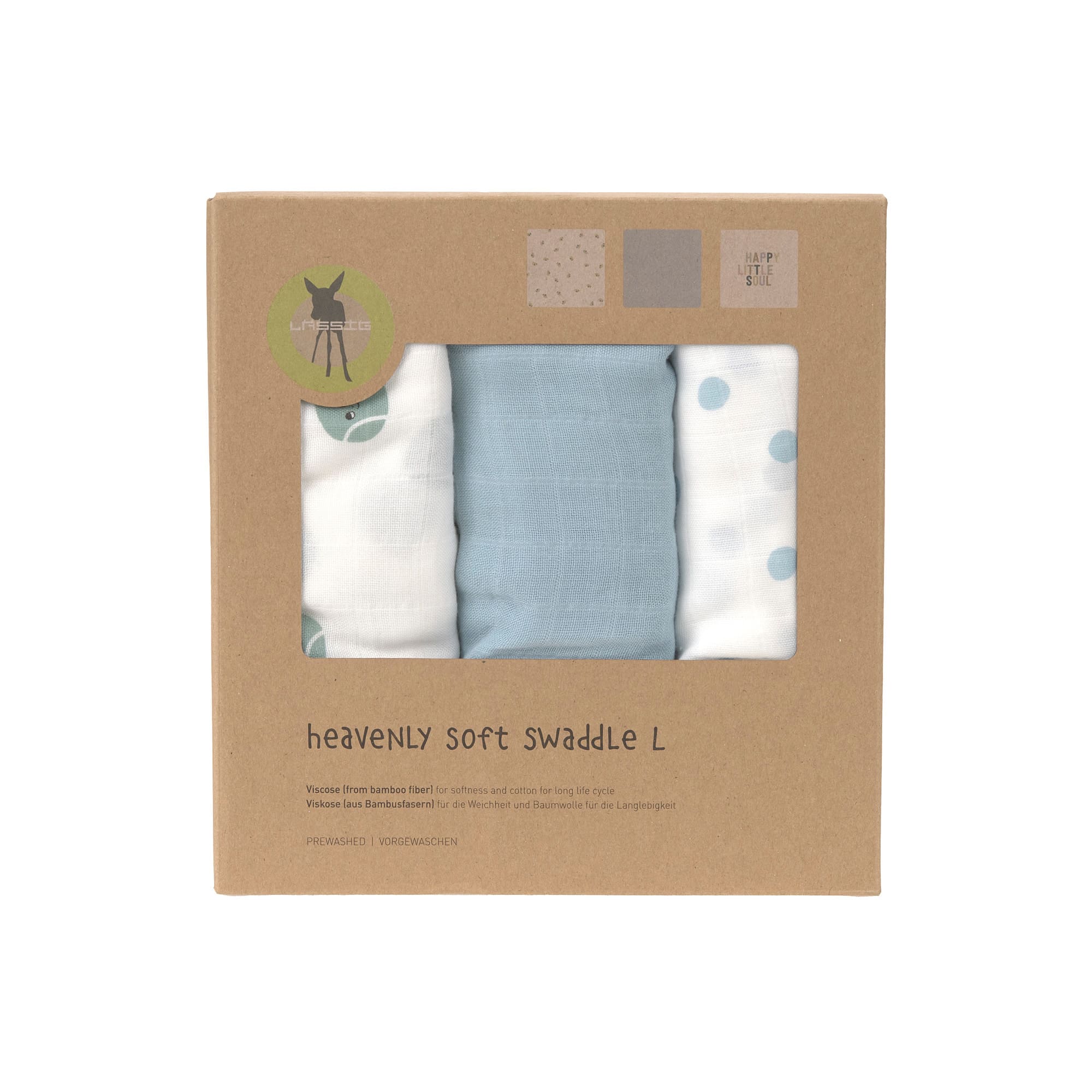 lässig Mulltücher 3er-Set 80 x 80 CM - Tiny Team hellblau