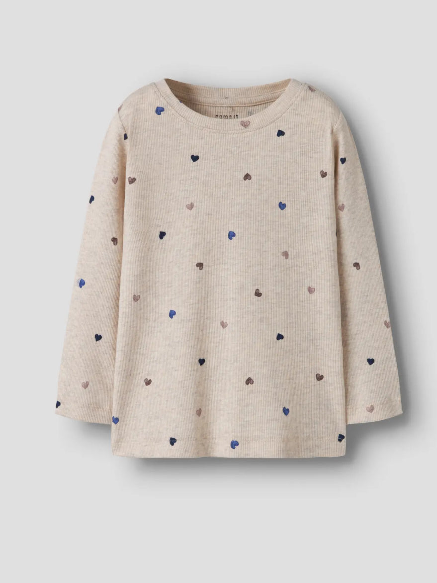 name it Shirt Herzen (nmfnutti) Peyote Melange