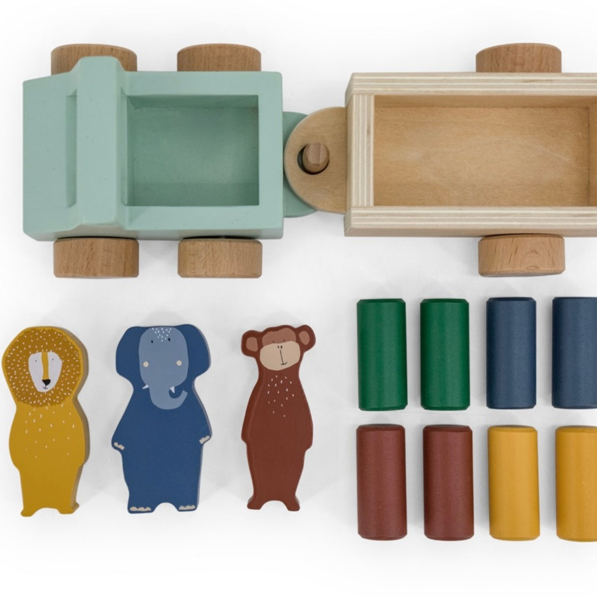 Trixie Holzauto mit Anhänger und Tieren