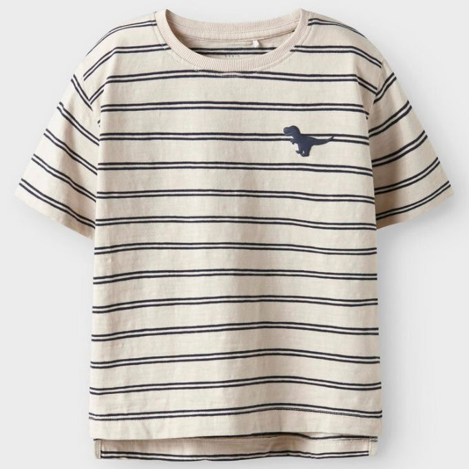 name it t-Shirt weiß blau gestreift mit Dino ( nmmvoby)