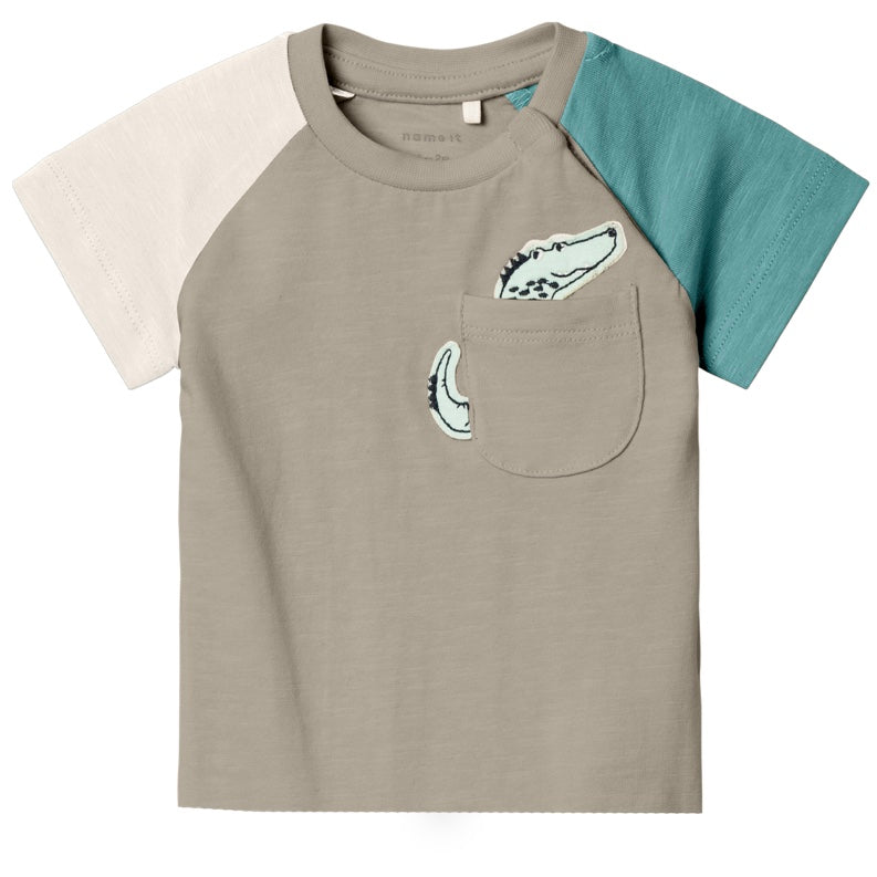 name it T-Shirt mit Krokodilapplikation Pure Cashmere (nbmjobuso)