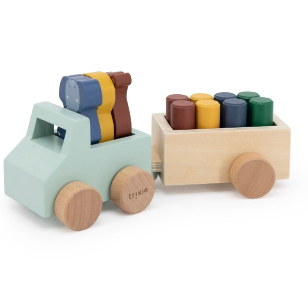 Trixie Holzauto mit Anhänger und Tieren