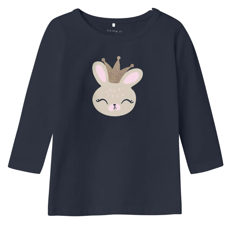 name it Longsleeve mit glitzerndem Hasen Dark Sapphire (nbfvubie)