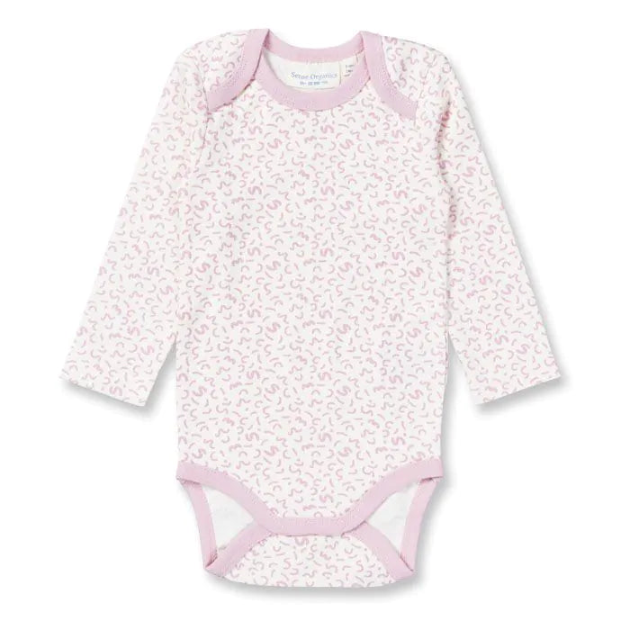 Sense Organics Langarm Baby Body YVON Rosa Kringel Druck