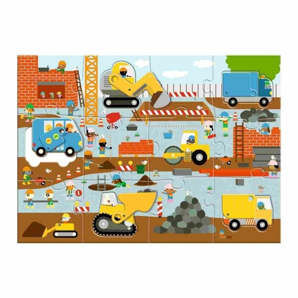 Djeco Bodenpuzzle Baustelle 12+5 Teile
