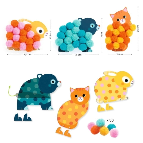 Djeco Pompom Collage Süße Tiere