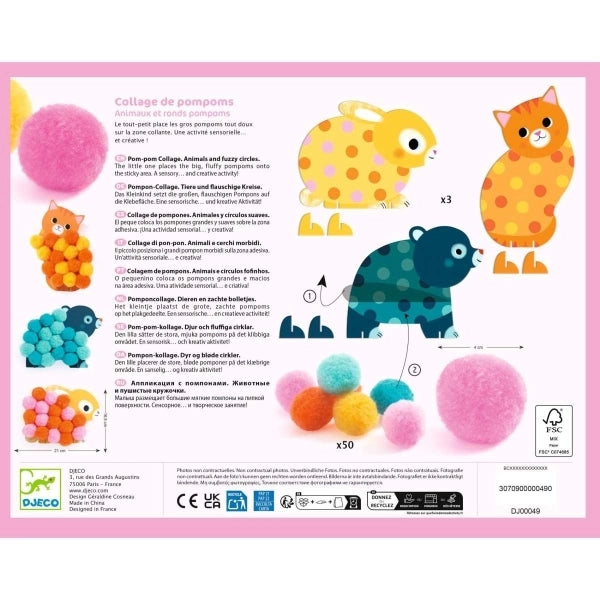 Djeco Pompom Collage Süße Tiere