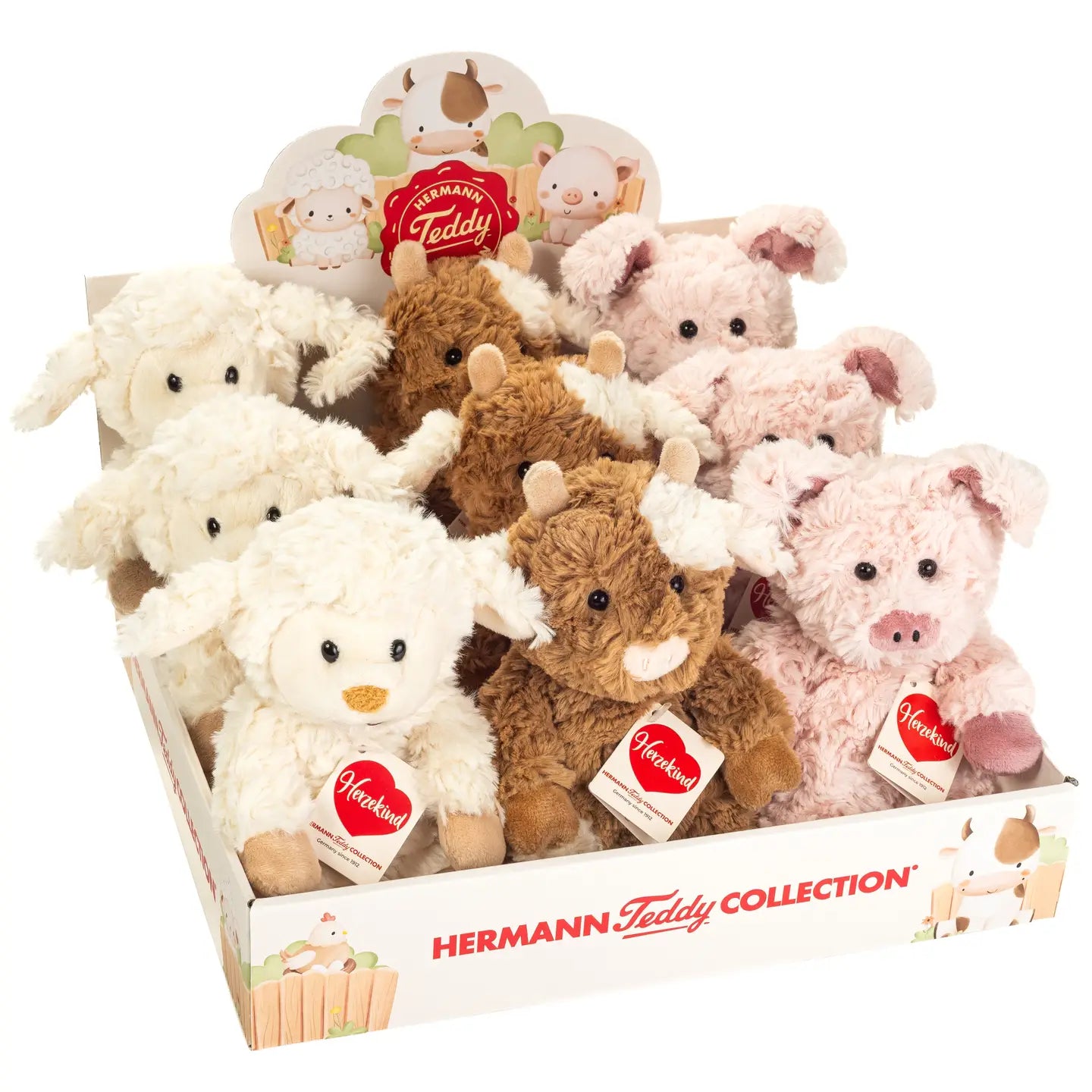 Teddy Hermann - Farmtiere (Schaf, Kuh, Schwein)