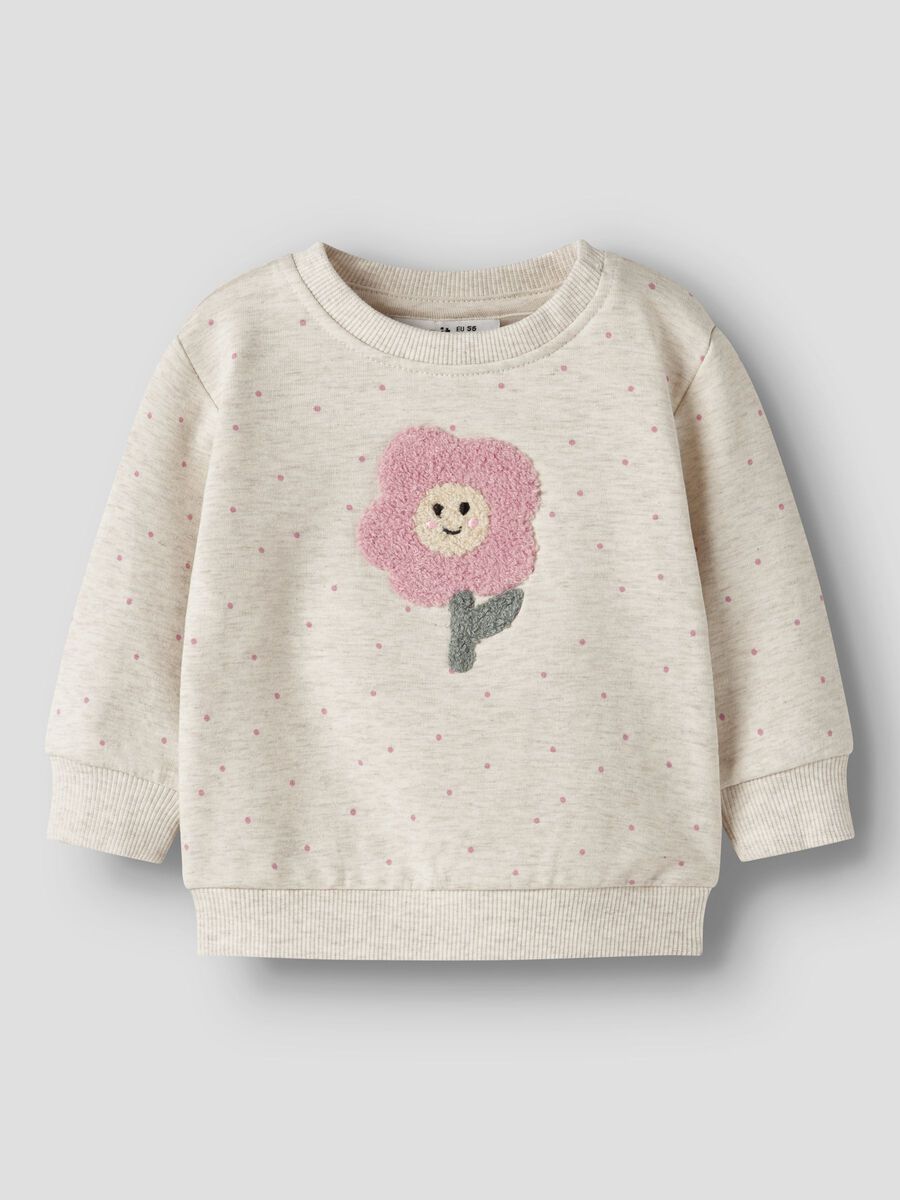 name it Baby Sweatshirt beige mit Blume (nbfluelle)