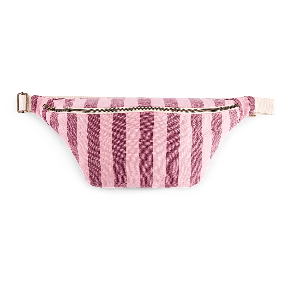Damen-Bauchtasche mit Streifen in Burgund und Bubble Pink
