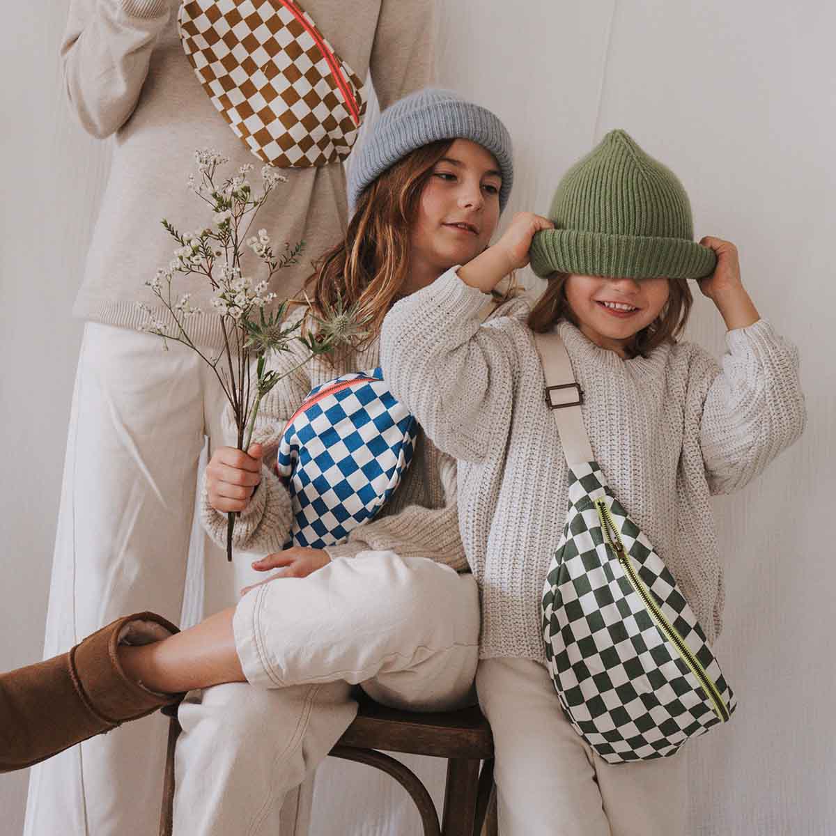Damengürteltasche kariert in Karamell: Schachbrett