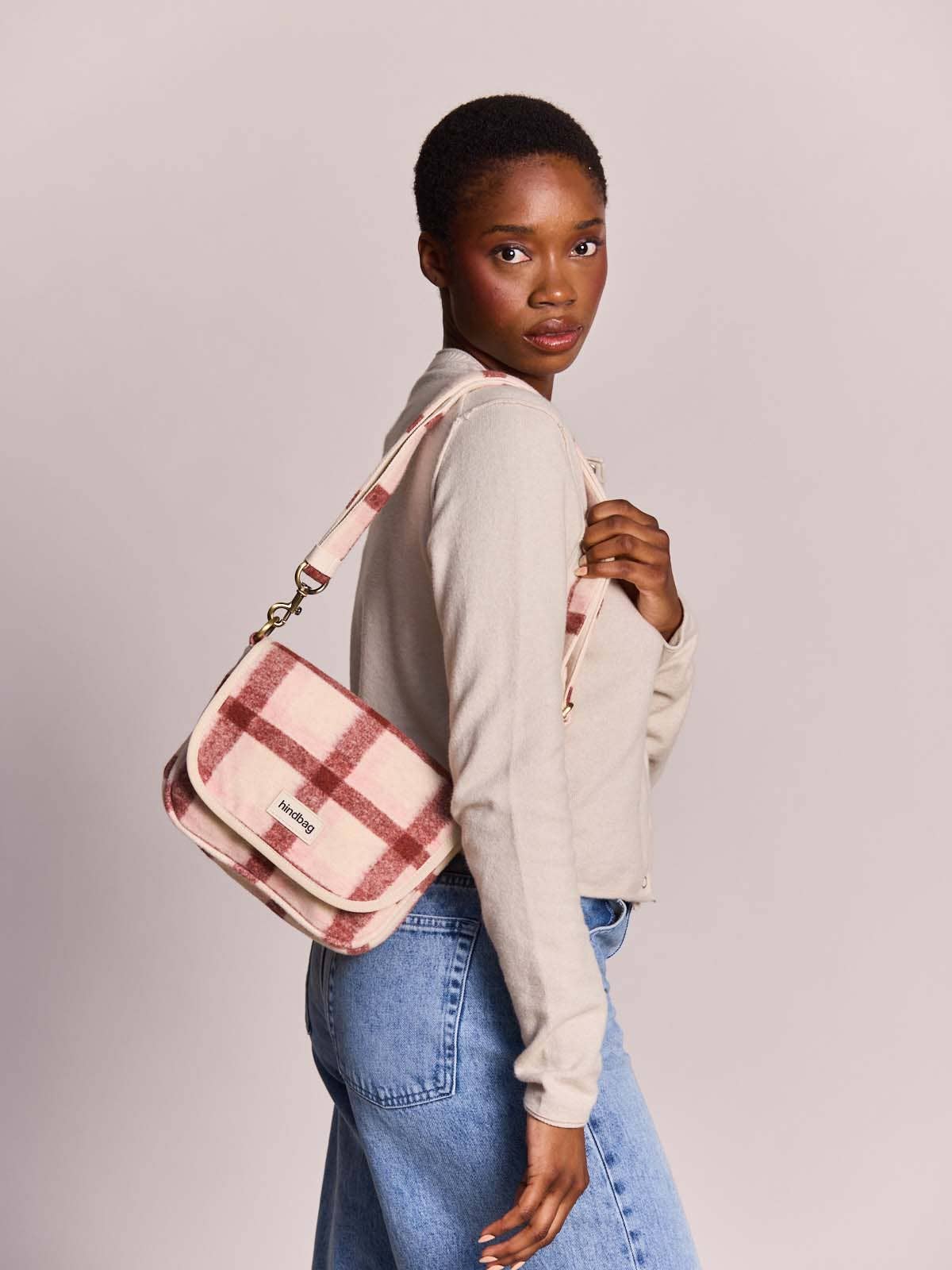 Hindbag Margault-Tasche rosa Tartan