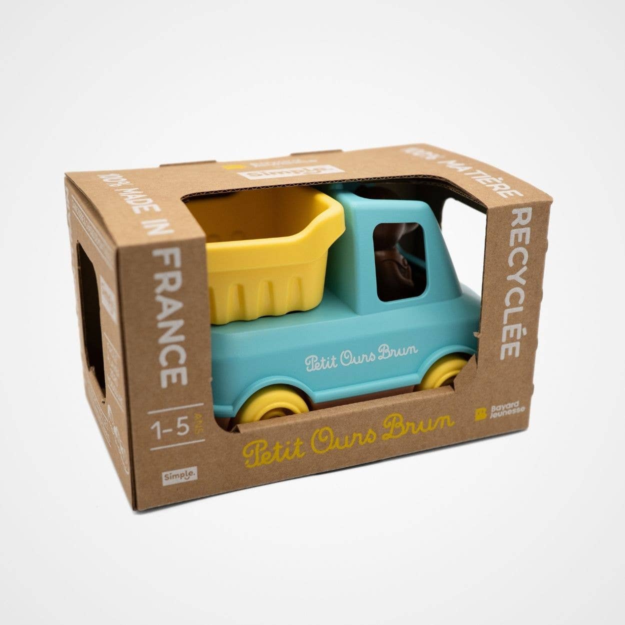 Le Jouet Simple Lastwagen Kipper Kleiner brauner Bär – Minze