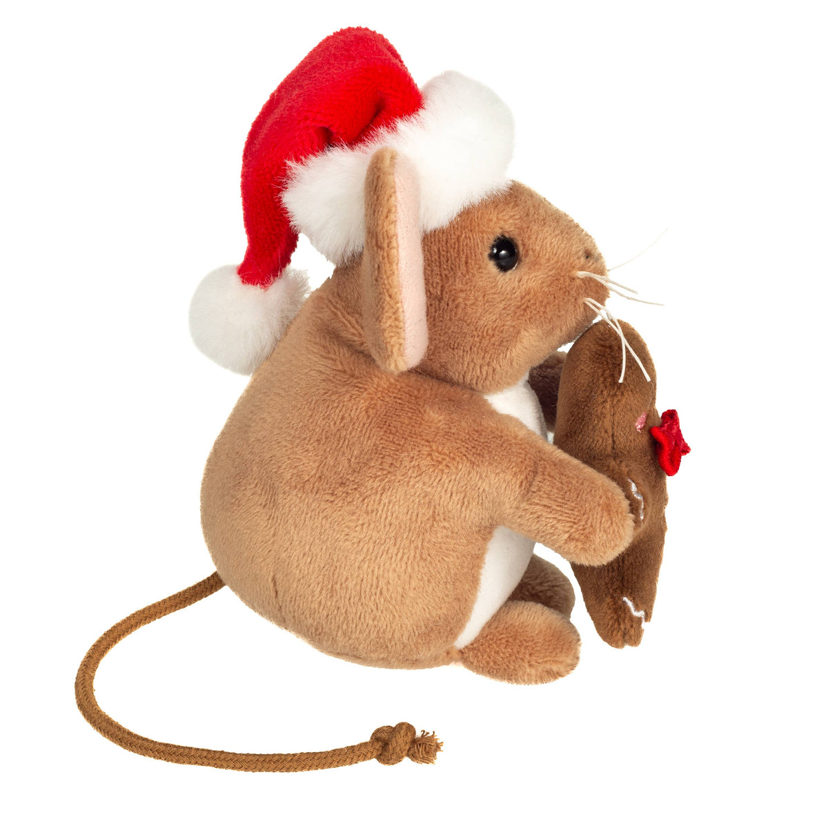 Teddy Hermann Weihnachtsmaus mit Lebkuchenmann 11 cm-Plüschtier-Stofftier