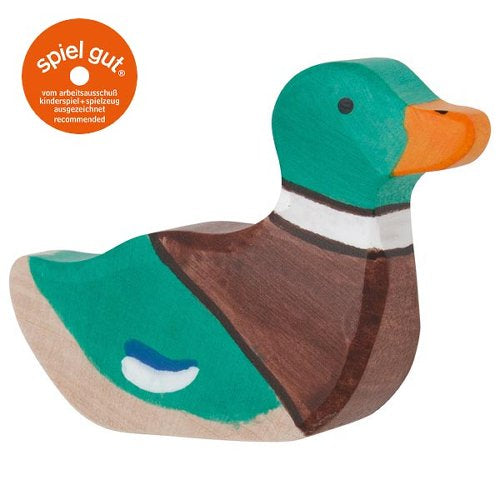 Holztiger Erpel, schwimmend