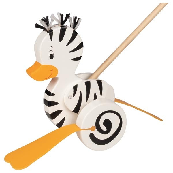 goki Schiebetier Zebra-Ente aus Holz