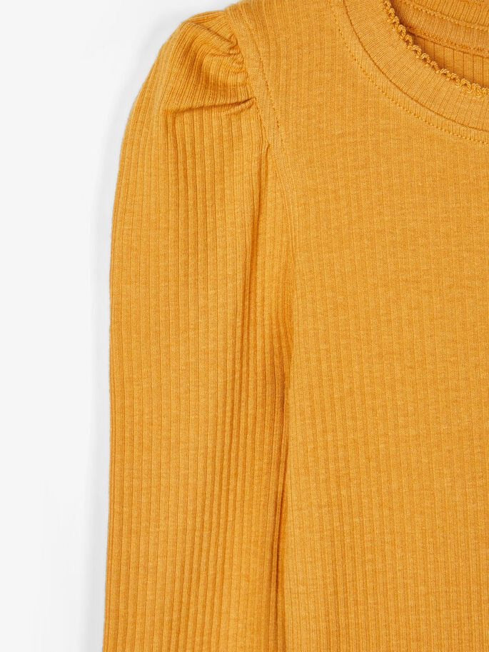 name it Puffärmel Langarmshirt in Rippstrick gelb